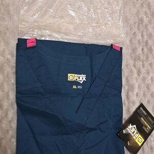 WonderWink WonderFLEX Blue Scrub Top with Pink Accents XL